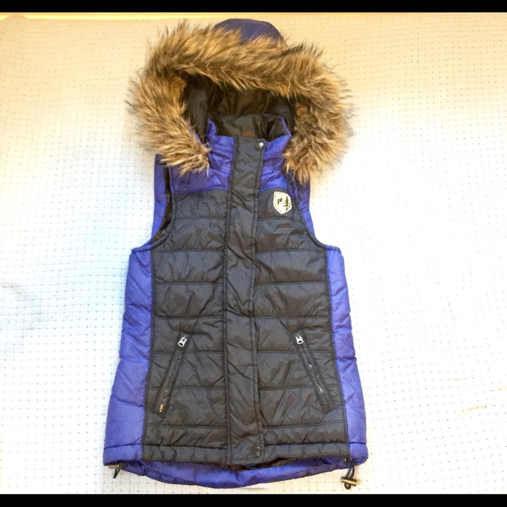 🇺🇸 🦅 Deep Purple Fur Hooded Vest